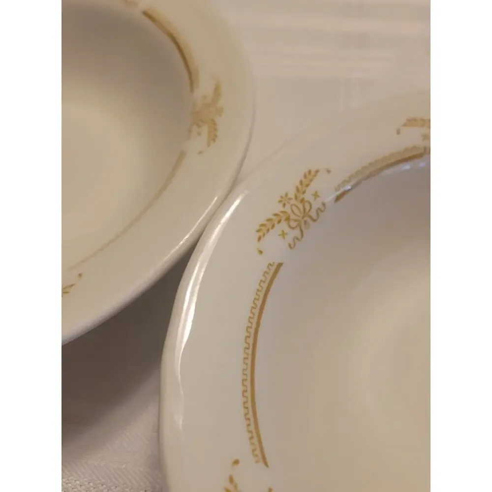 60s Shenango China USA Bowls Restaurant Ware‎ Heavy White Golden Band MCM VTG 2